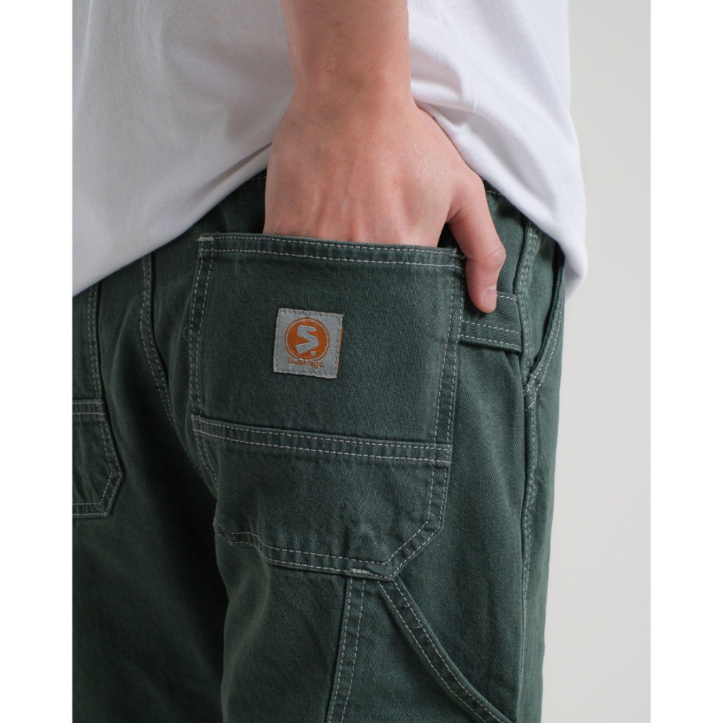 Superego Celana Carpenter Denim Jeans Panjang Utility Standar Olive Green CPS02B - Image 5