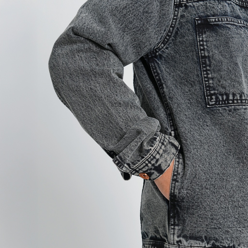 Superego Jacket Work Denim Snow Light Black WJ01B - Image 7