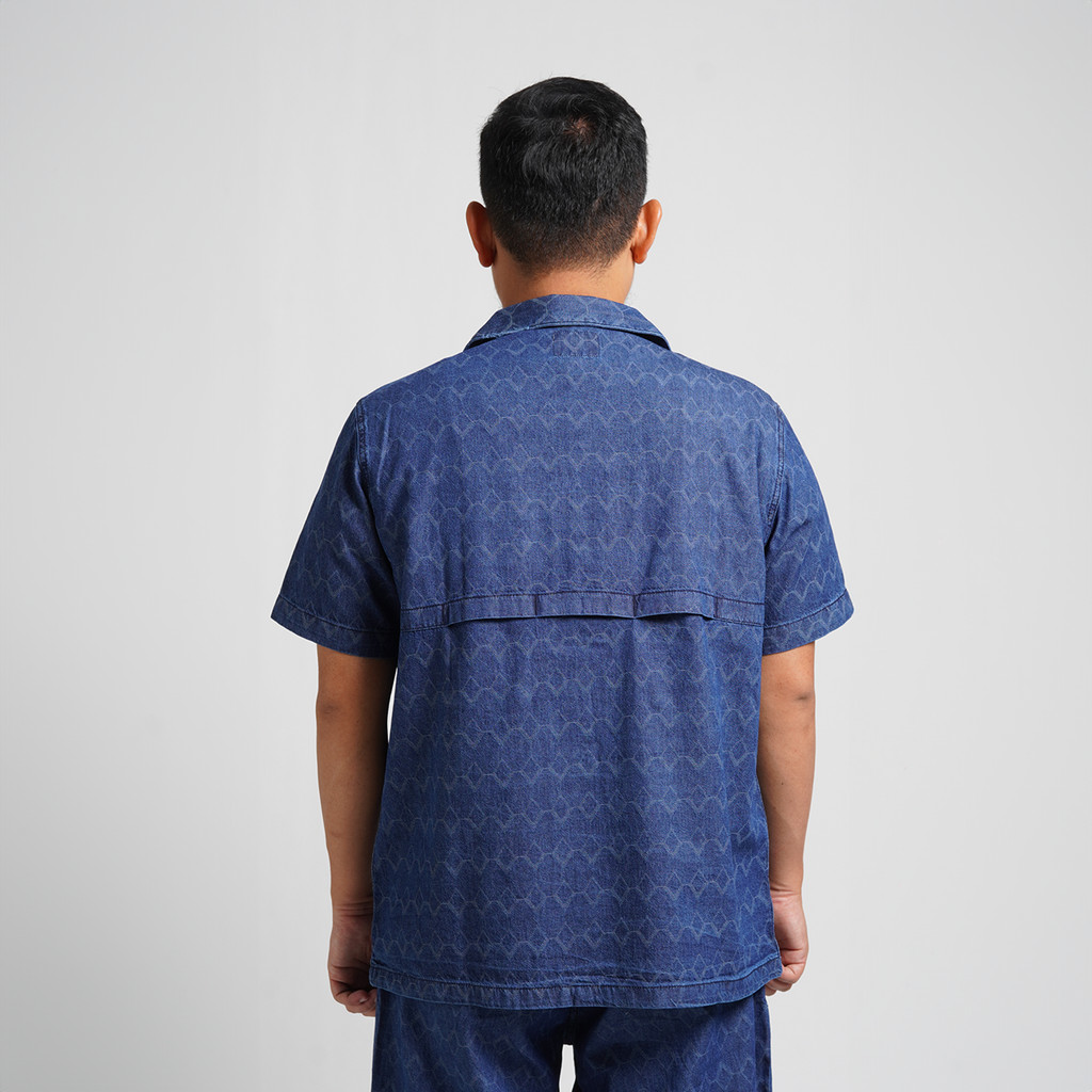 Superego Kemeja Denim Jacquard Diamond Airflow Blue Indigo SLUB02D - Image 4