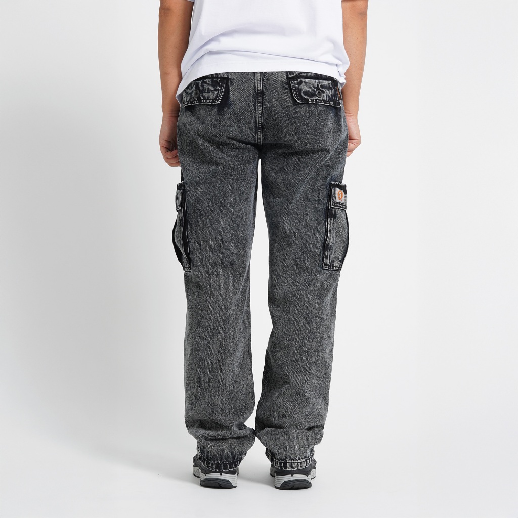 Superego Celana Cargo Jeans Pria Size 28-38 Loose Fit Long Pants Denim Snow Light Black SCPDW01E - Image 3