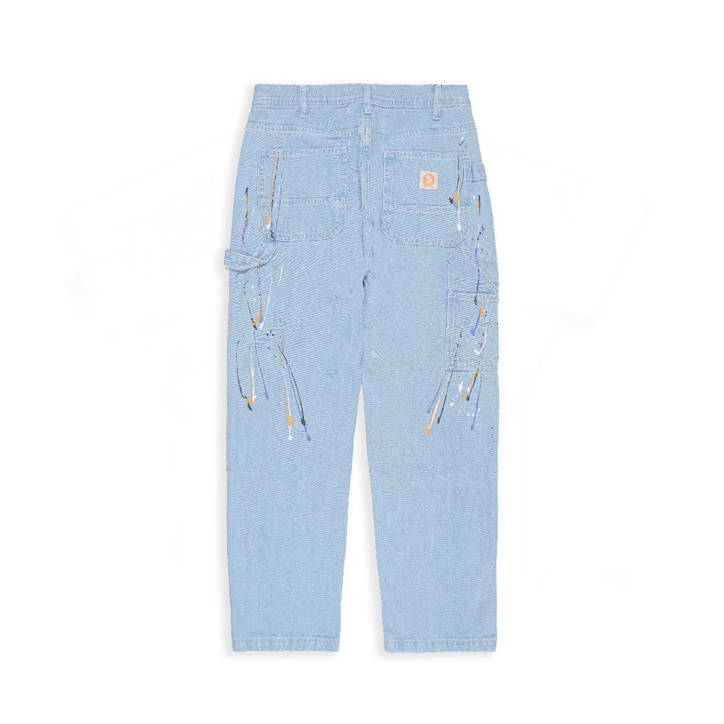 Superego Celana Carpenter Denim Jeans Panjang Utility Standar Paint Light Blue Splash CPS03A - Image 5