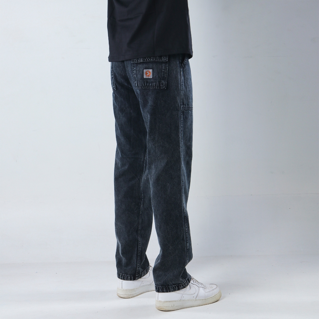 Superego Celana Jeans Pria Size 28-38 Loose Fit Fatigue Long Pants Denim Snow Black SFP01E - Image 13