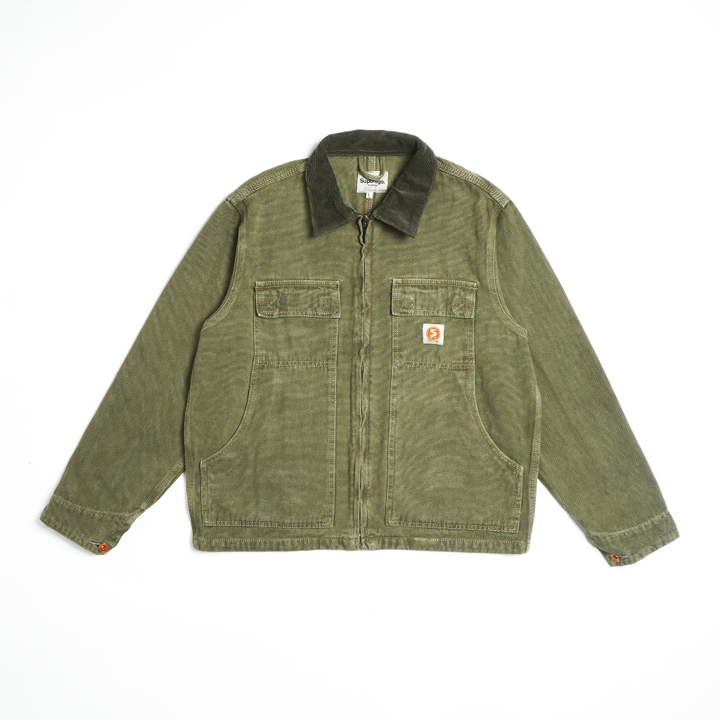 Superego Jacket Boxy Canvas Vintage Kangaroo Olive WJ02B - Image 2