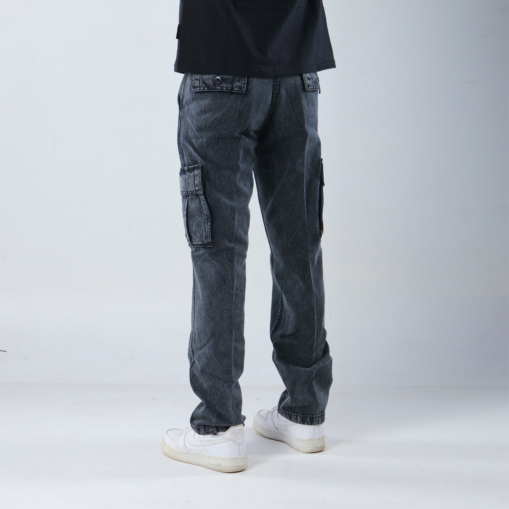 Superego Celana Cargo Jeans Pria Size 28-38 Loose Fit Long Pants Denim Snow Black SCPDW01D - Image 2