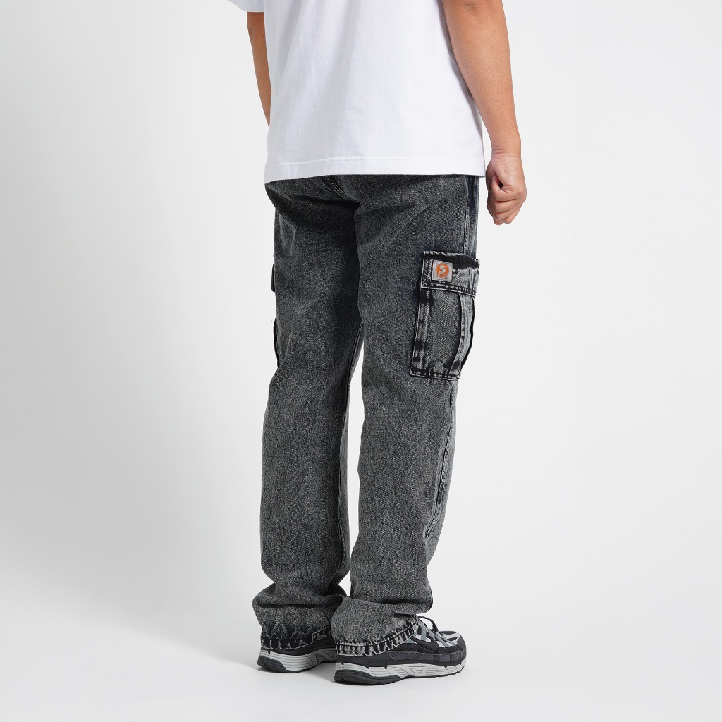 Superego Celana Cargo Jeans Pria Size 28-38 Loose Fit Long Pants Denim Snow Light Black SCPDW01E - Image 10