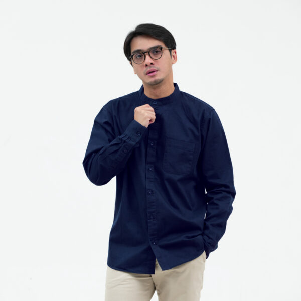 Shadow Kemeja Koko Lengan Panjang Shanghai Slim Fit Navy KOP02D