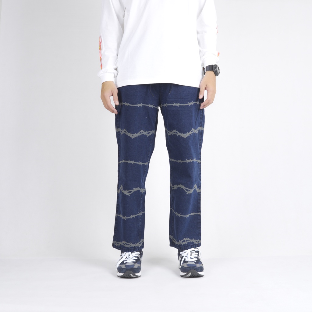 Superego Denim Pants Baggy WIRE Relaxed - Snow Navy BK01 - Image 2