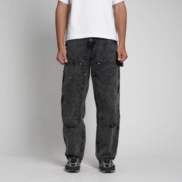 Superego Celana Carpenter Denim Jeans Straight Loose Snow Light Black CPS05D