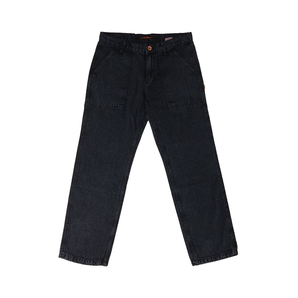 Superego Celana Jeans Pria Size 28-38 Loose Fit Fatigue Long Pants Denim Snow Black SFP01E - Image 14