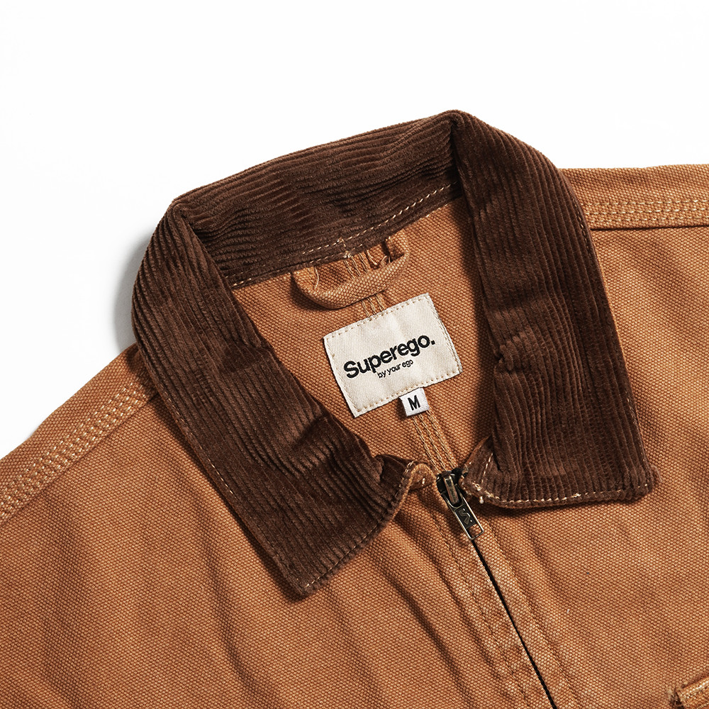 Superego Jacket Boxy Canvas Vintage Kangaroo Mustard WJ02A - Image 4