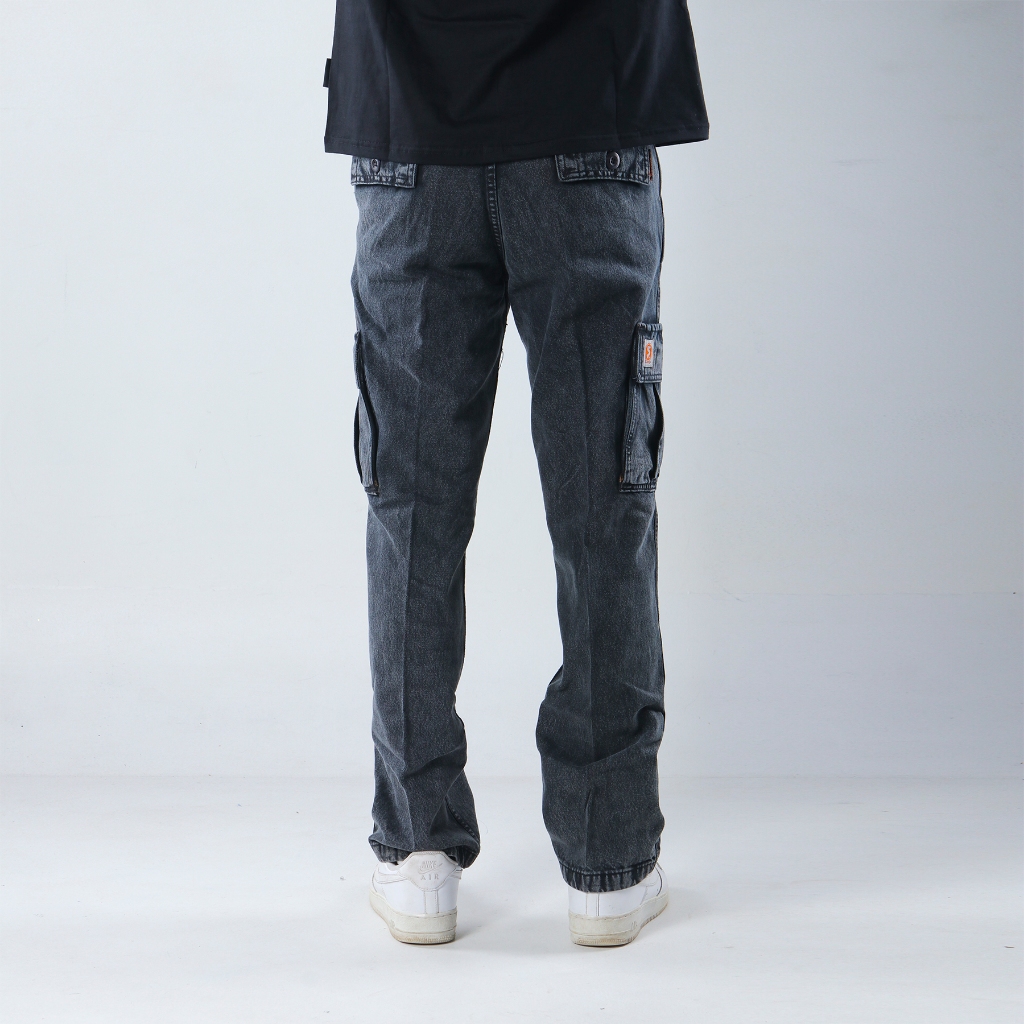 Superego Celana Cargo Jeans Pria Size 28-38 Loose Fit Long Pants Denim Snow Black SCPDW01D - Image 3