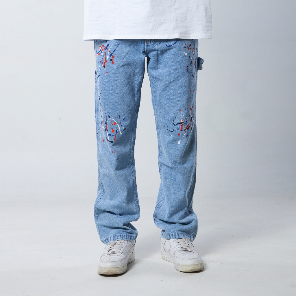 Superego Celana Carpenter Denim Jeans Panjang Utility Standar Paint Light Blue Splash CPS03A - Image 16