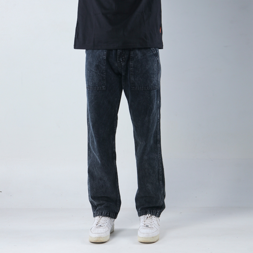 Superego Celana Jeans Pria Size 28-38 Loose Fit Fatigue Long Pants Denim Snow Black SFP01E - Image 10