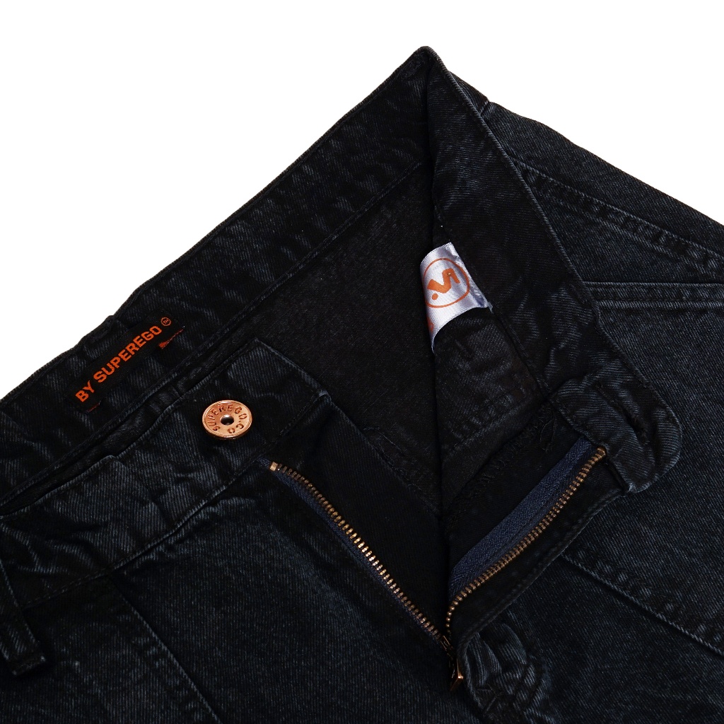 Superego Celana Jeans Pria Size 28-38 Loose Fit Fatigue Long Pants Denim Snow Black SFP01E - Image 6