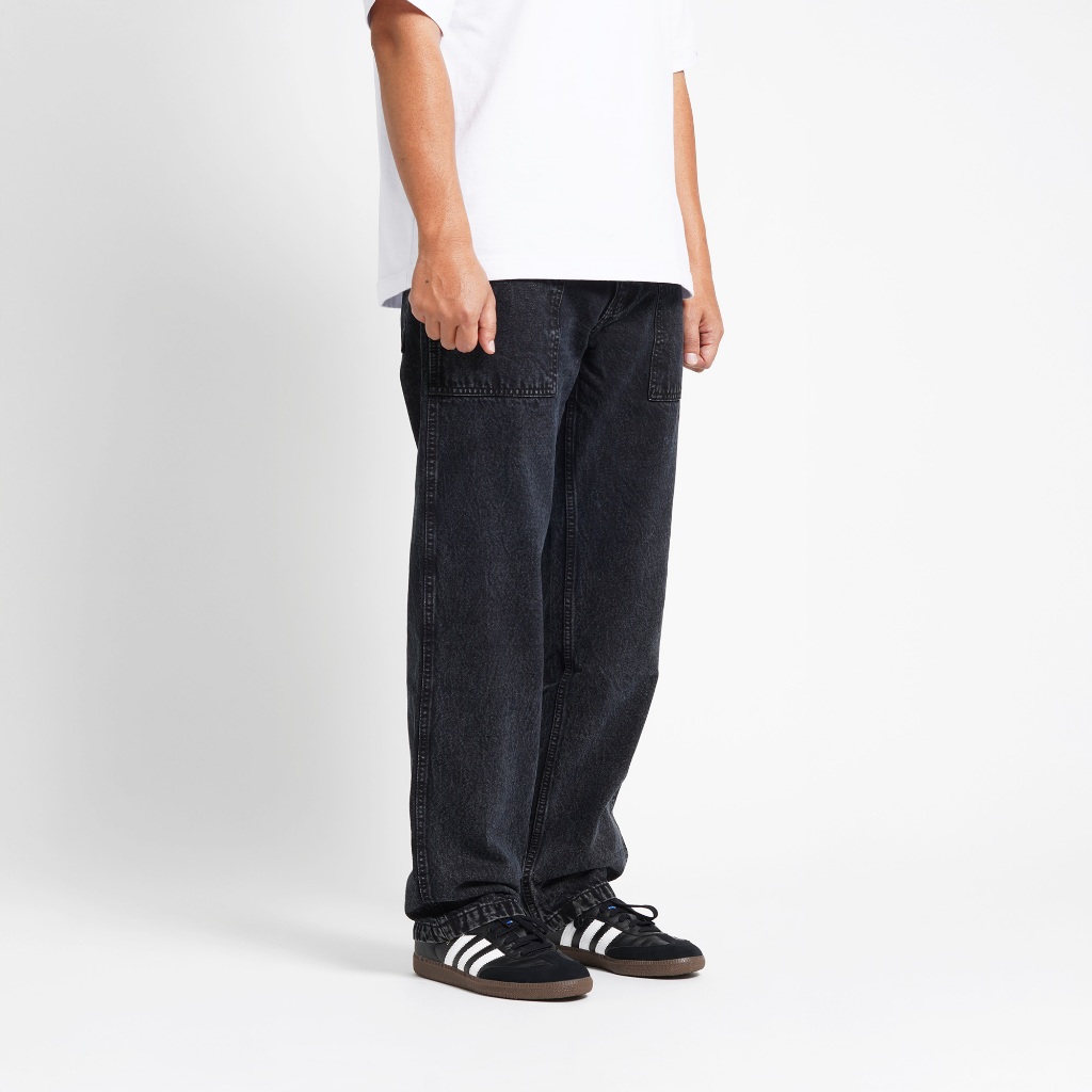 Superego Celana Jeans Pria Size 28-38 Loose Fit Fatigue Long Pants Denim Snow Black SFP01E - Image 4