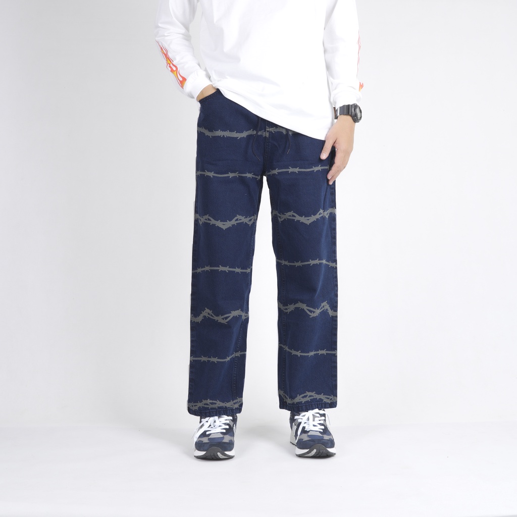 Superego Denim Pants Baggy WIRE Relaxed - Snow Navy BK01