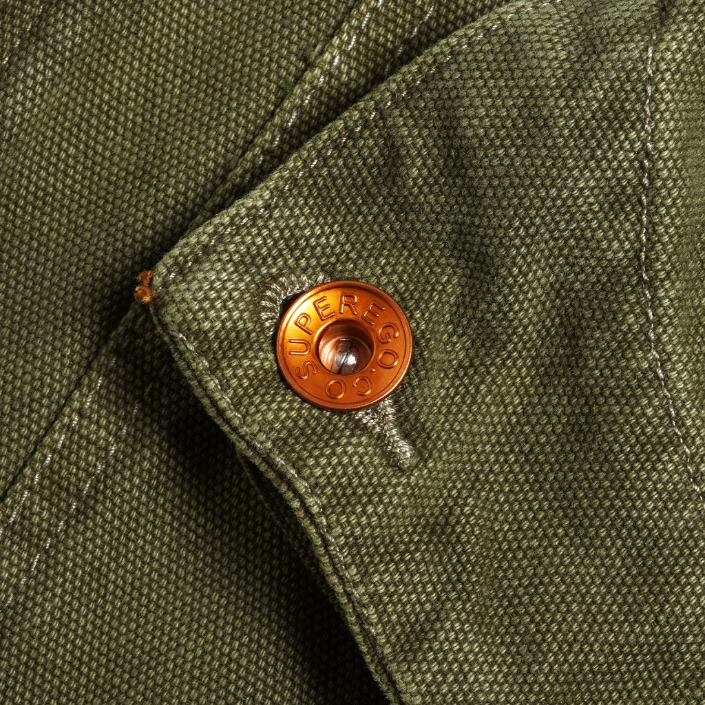Superego Jacket Boxy Canvas Vintage Kangaroo Olive WJ02B - Image 8