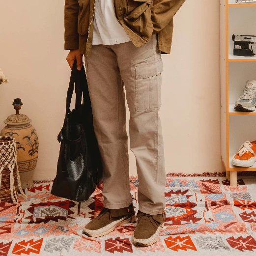 Superego Loosefit Cargo Work Pants Twill Cotton Cream SCPDW02D