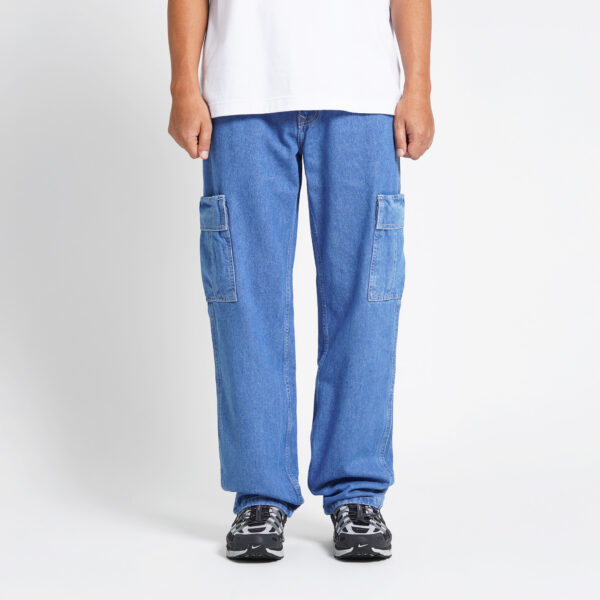 Superego Celana Cargo Pants Pria Jeans Loose Fit Standard Denim Washed Light Blue SCPDW01A