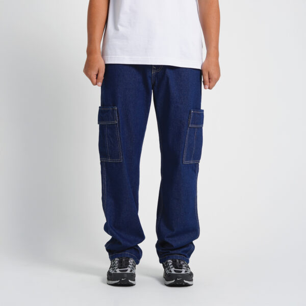 Superego Celana Cargo Pants Pria Jeans Loose Fit Standard Denim Washed Navy SCPDW01F
