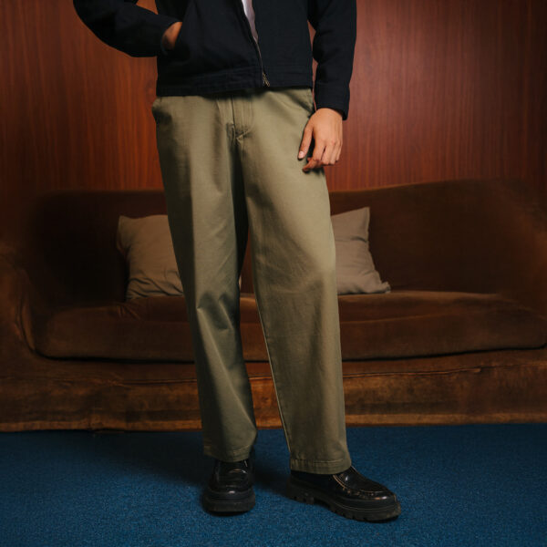 Superego Baggy Relaxed Pants Twill Cotton Olive BPR08B