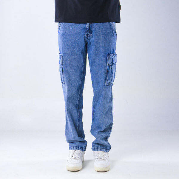 Superego Celana Cargo Jeans Pria Loose Fit Long Pants Denim Snow Blue SCPDW01C