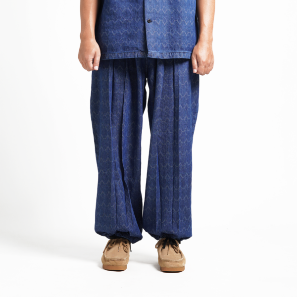 Superego Celana Denim Jacquard Balloon Diamond Relax Pants Blue Indigo SLUB01D