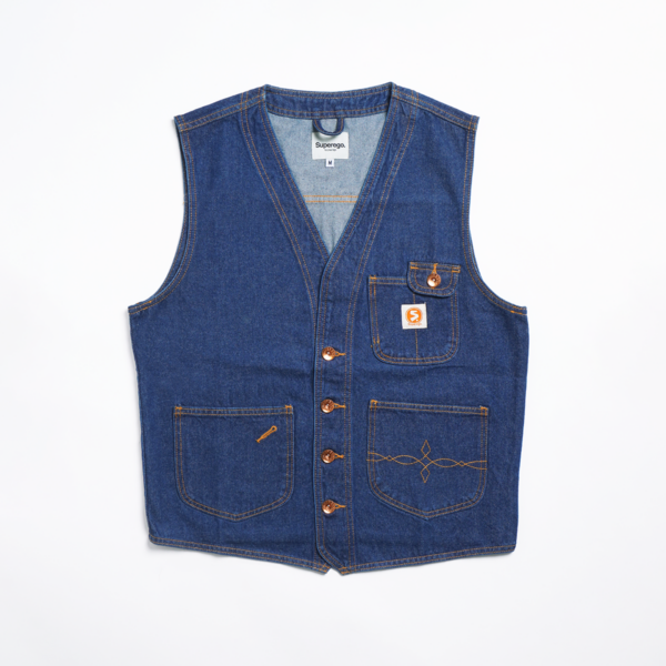 Superego Vest Rompi Jeans Denim Pria New V-neck Dark Navy VDW01F