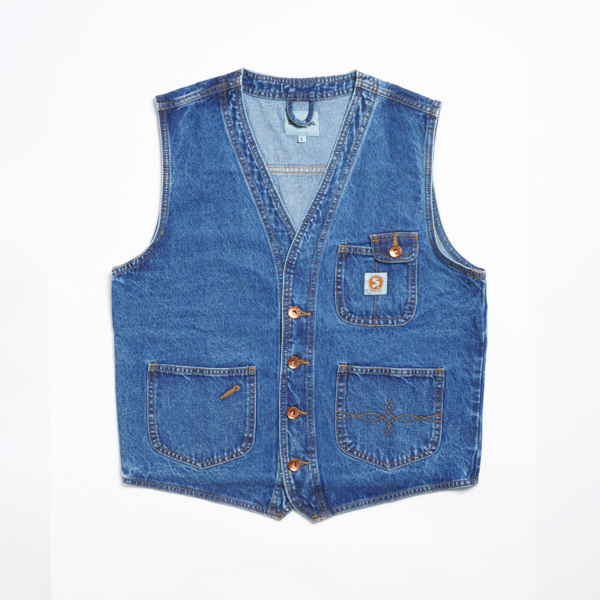 Superego Vest Denim Rompi Pria Size M-XL Regular Fit V-neck Snow Blue VDW01B