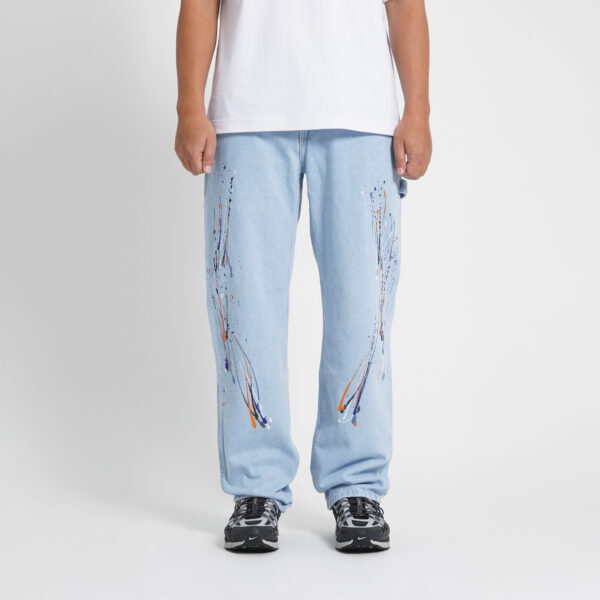 Superego Celana Carpenter Denim Jeans Panjang Utility Standar Paint Light Blue Splash CPS03A