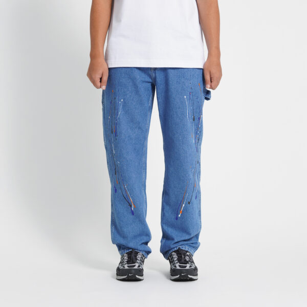 Superego Celana Carpenter Denim Jeans Panjang Utility Standar Paint Snow Light Blue Splash CPS03B