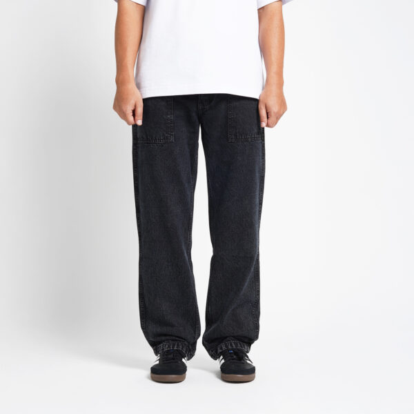 Superego Celana Jeans Pria Size 28-38 Loose Fit Fatigue Long Pants Denim Snow Black SFP01E