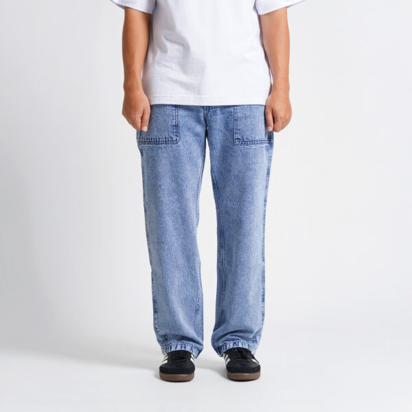 Superego Celana Fatigue Pants Jeans Denim Pria Washed Loose Fit Snow Light Blue SFP01B
