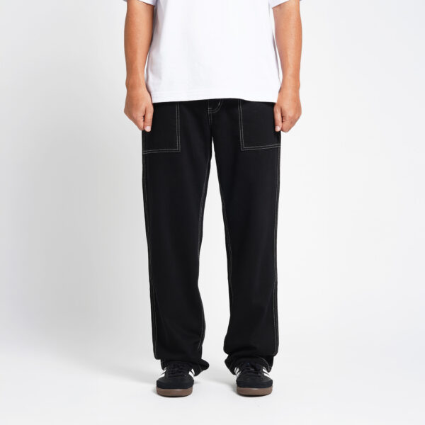 Superego Celana Jeans Pria Size 28-38 Loose Fit Fatigue Long Pants Denim Solid Black SFP01F