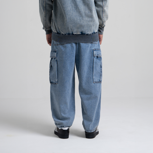 Superego Baggy Relaxed Cargo Denim Pants Snow Blue BCD01A