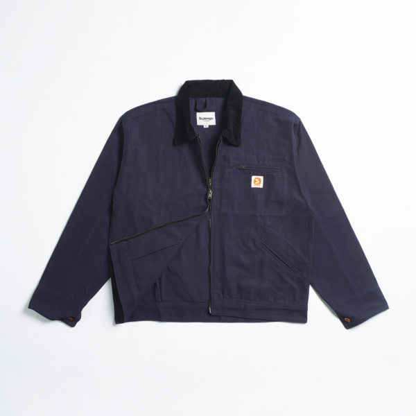 SUPEREGO - Work Jacket Boxy Vintage Canvas Double Zipper Navy WJ05C