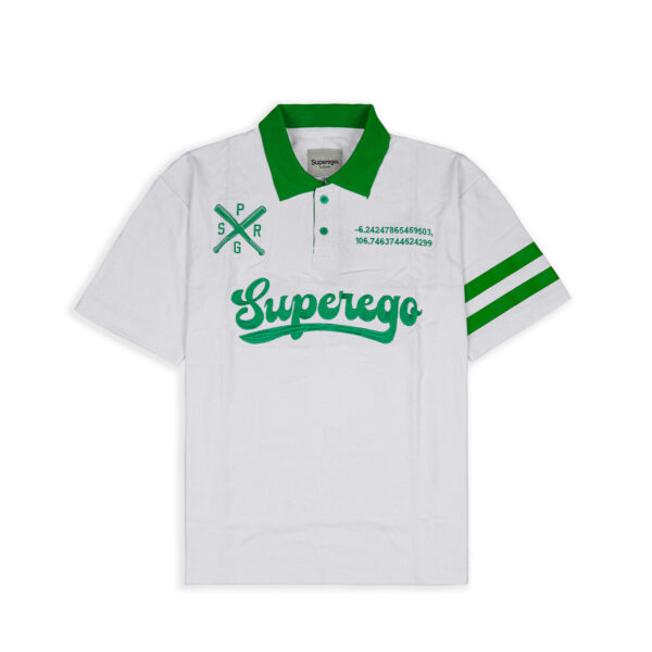 Superego Polo Shirt Baseball White Green PBS01B