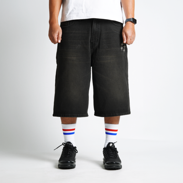 Superego Black Brown Denim Jorts Baggy Loose Fit Men's Streetwear Jeans Shorts SJRT01A