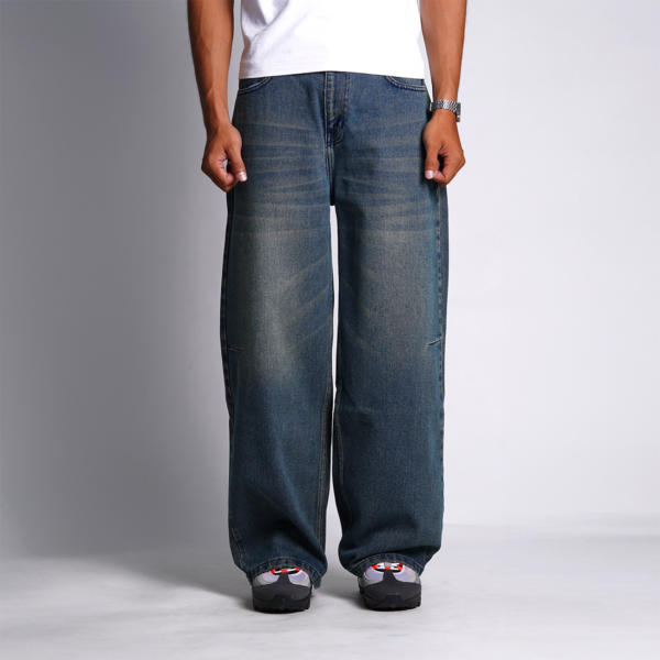 Superego Baggy Pants Denim Wide Leg Blue Spray Green SBWL01D